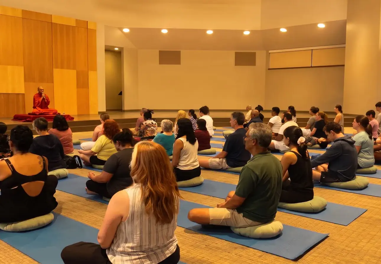 Retreat hall meditation session